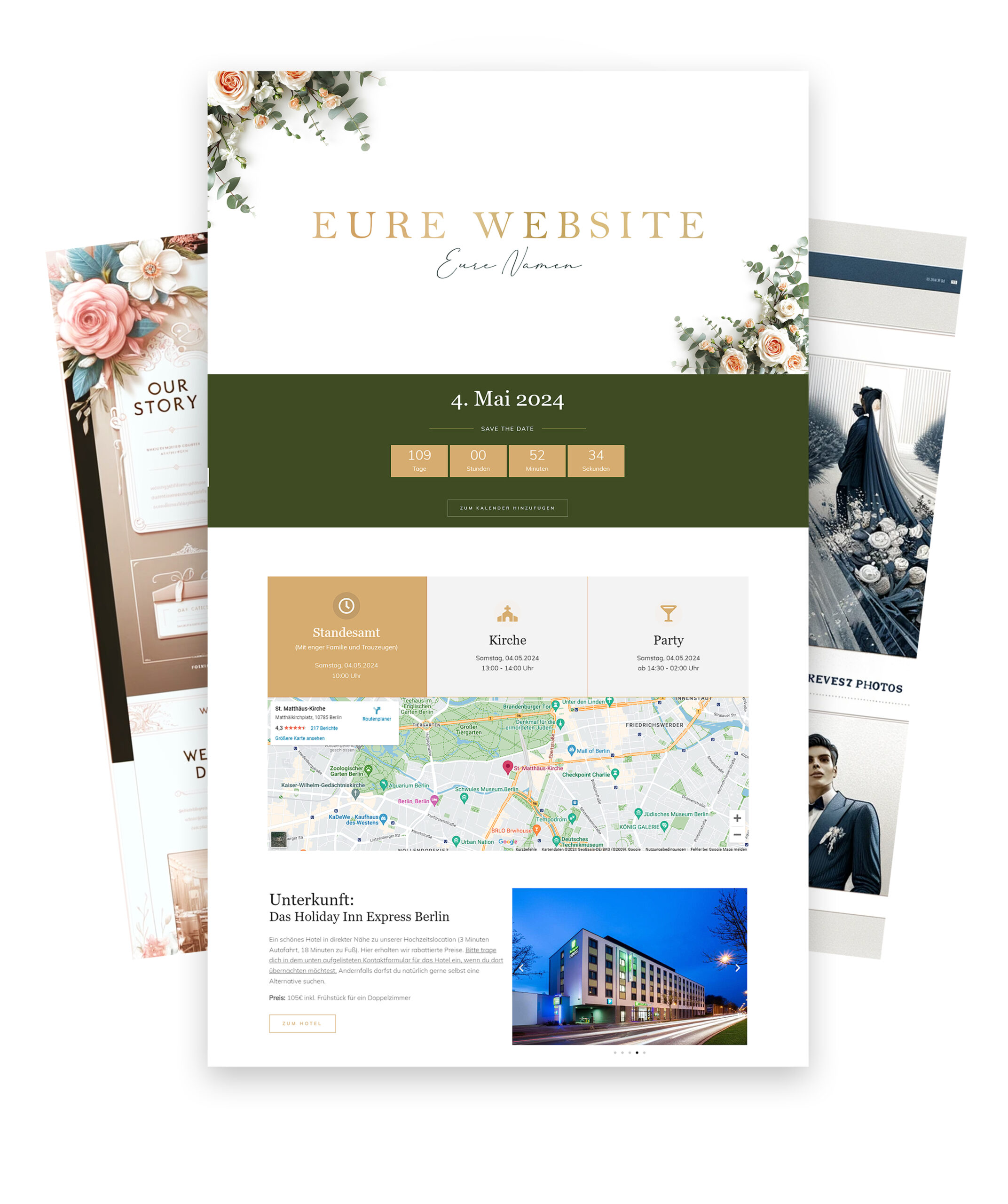 3 verschiedene Bilder Websites Website Wedding Weddypage Hochzeitswebsite Hochzeit Hochzeits Website Homepage